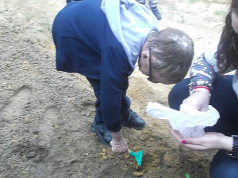 Algumas crianças plantaram, directamente, o feijão na terra.