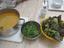 Sopa e salada para o almoço na casa pedagógica