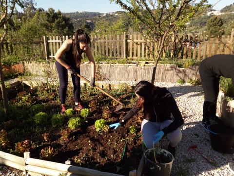 Trabalhos de plantação e manutenção da horta, alunos da turma de TSRB OTJ, aulas de Cidadania e Sociedade