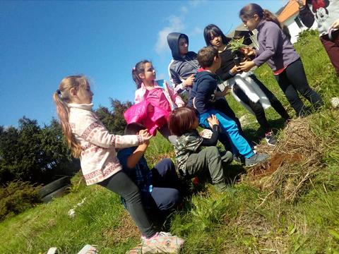 Colaboração dos alunos, na plantação da nossa horta.