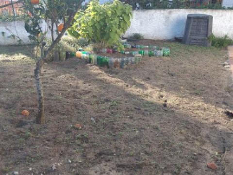 Pronta a receber as sementes... Terra mexida e adubada com os resíduos orgânicos do compostor.