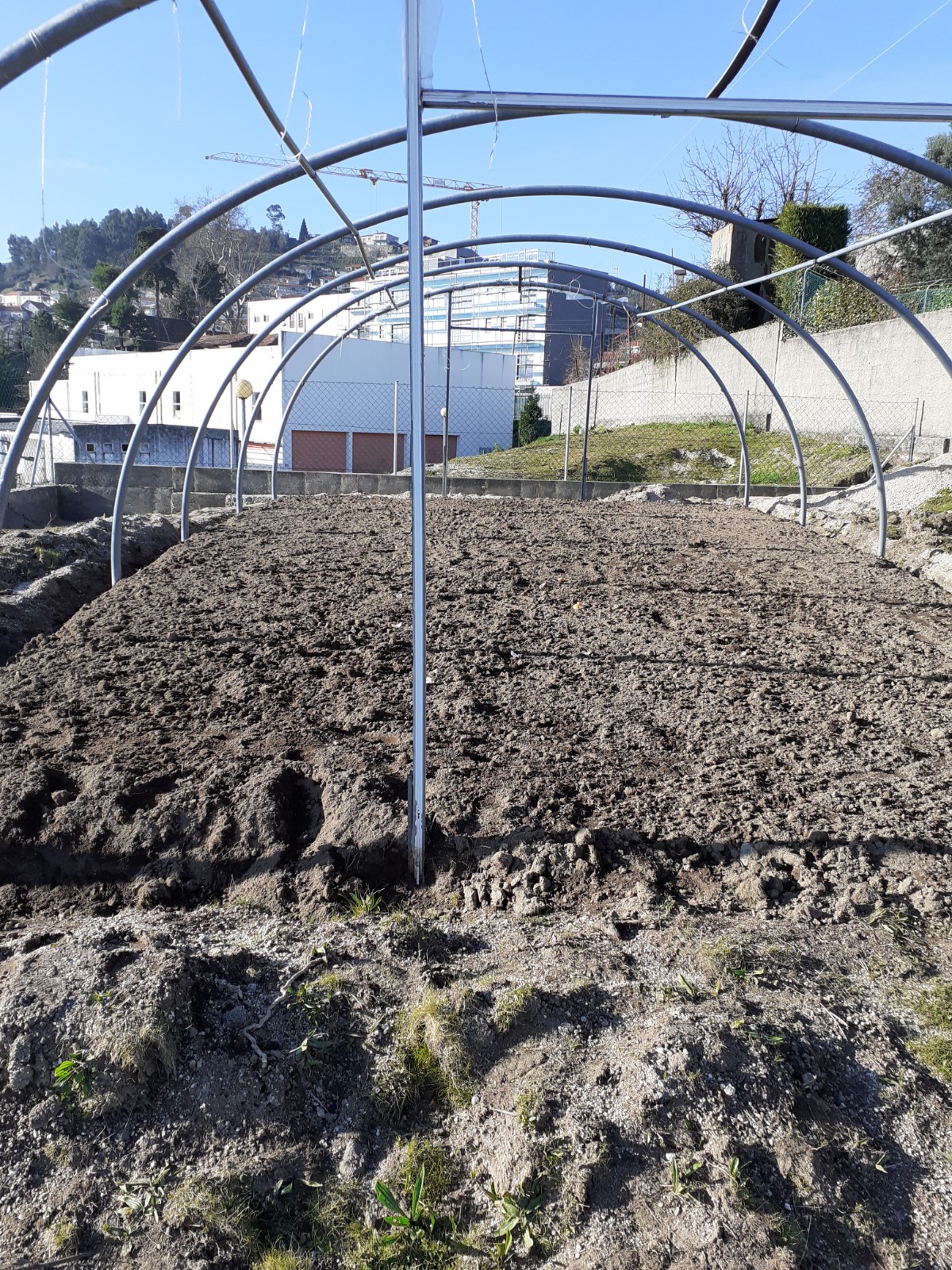 Horta pronta a receber as primeiras plantações a 7 de janeiro de 2020