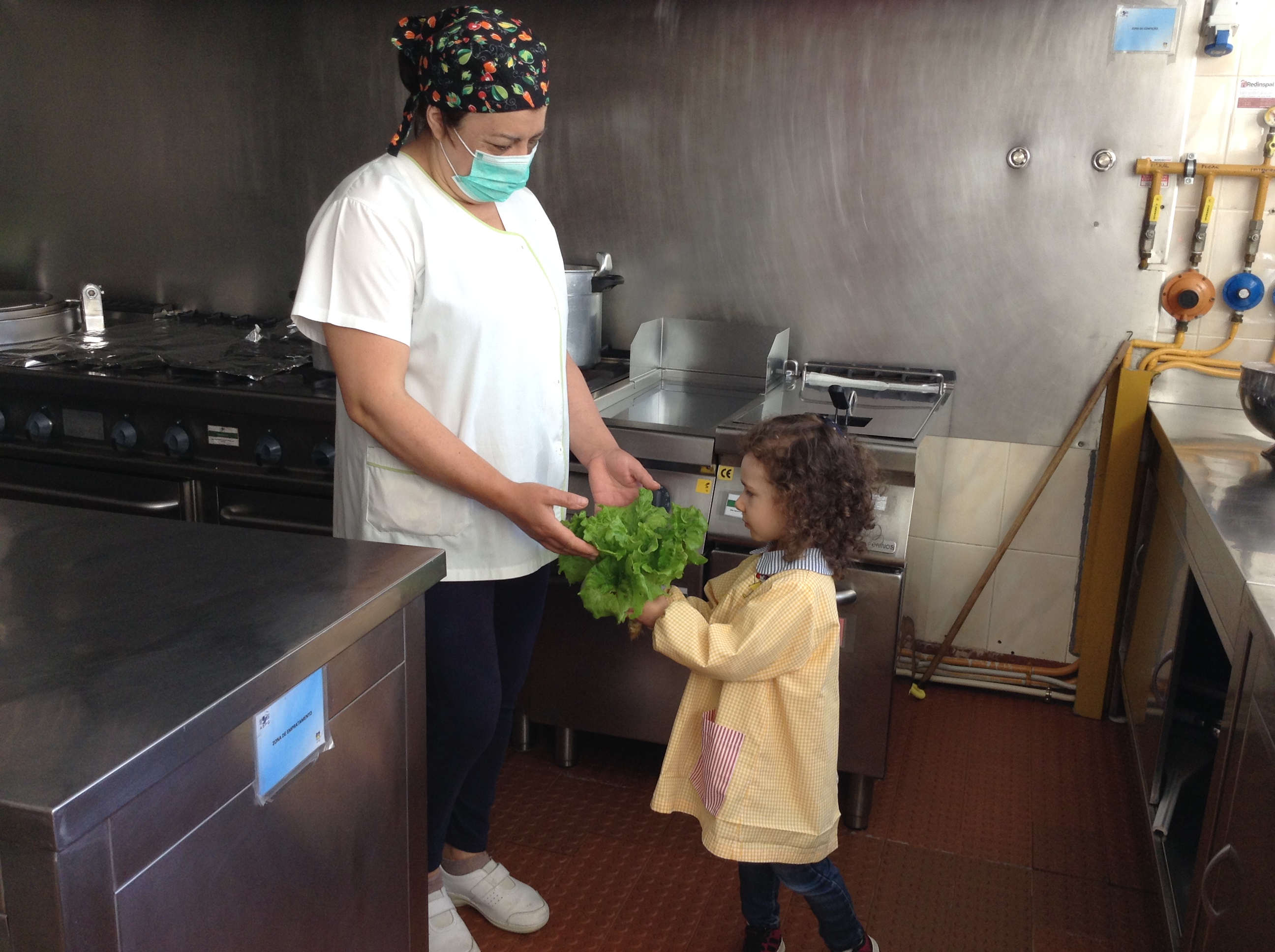 Entrega das alfaces à cozinheira