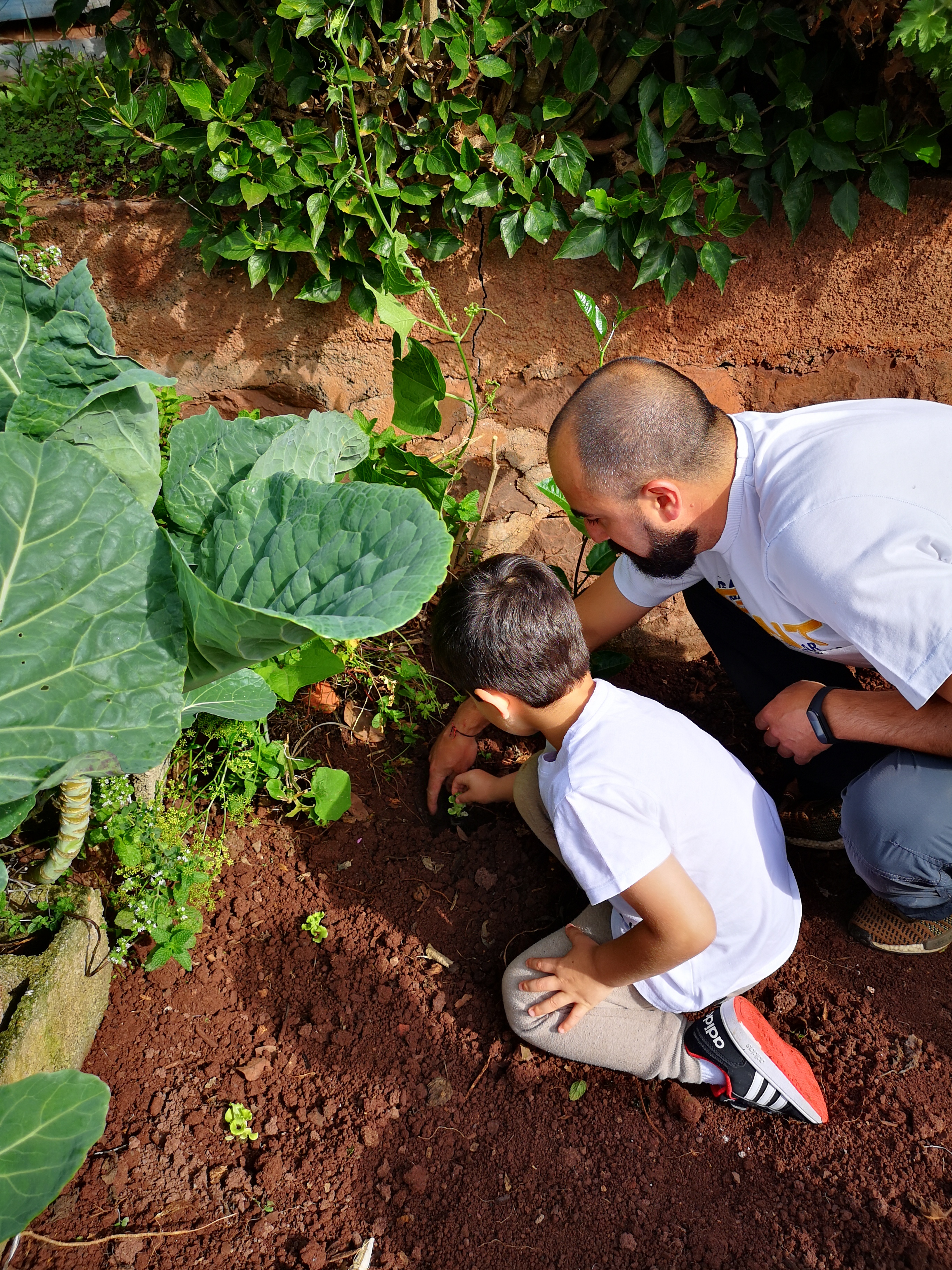 Plantação com os meninos da escola