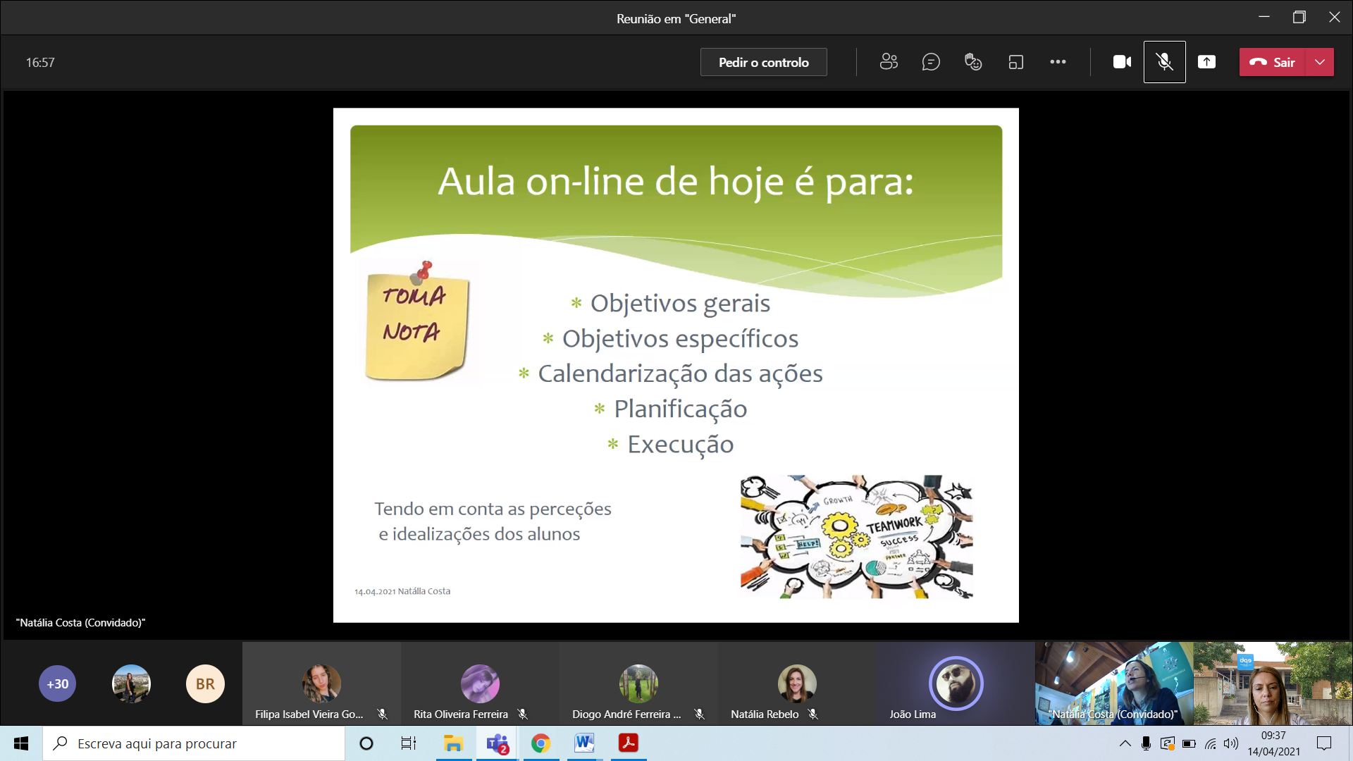 Sessão online de organização do trabalho
