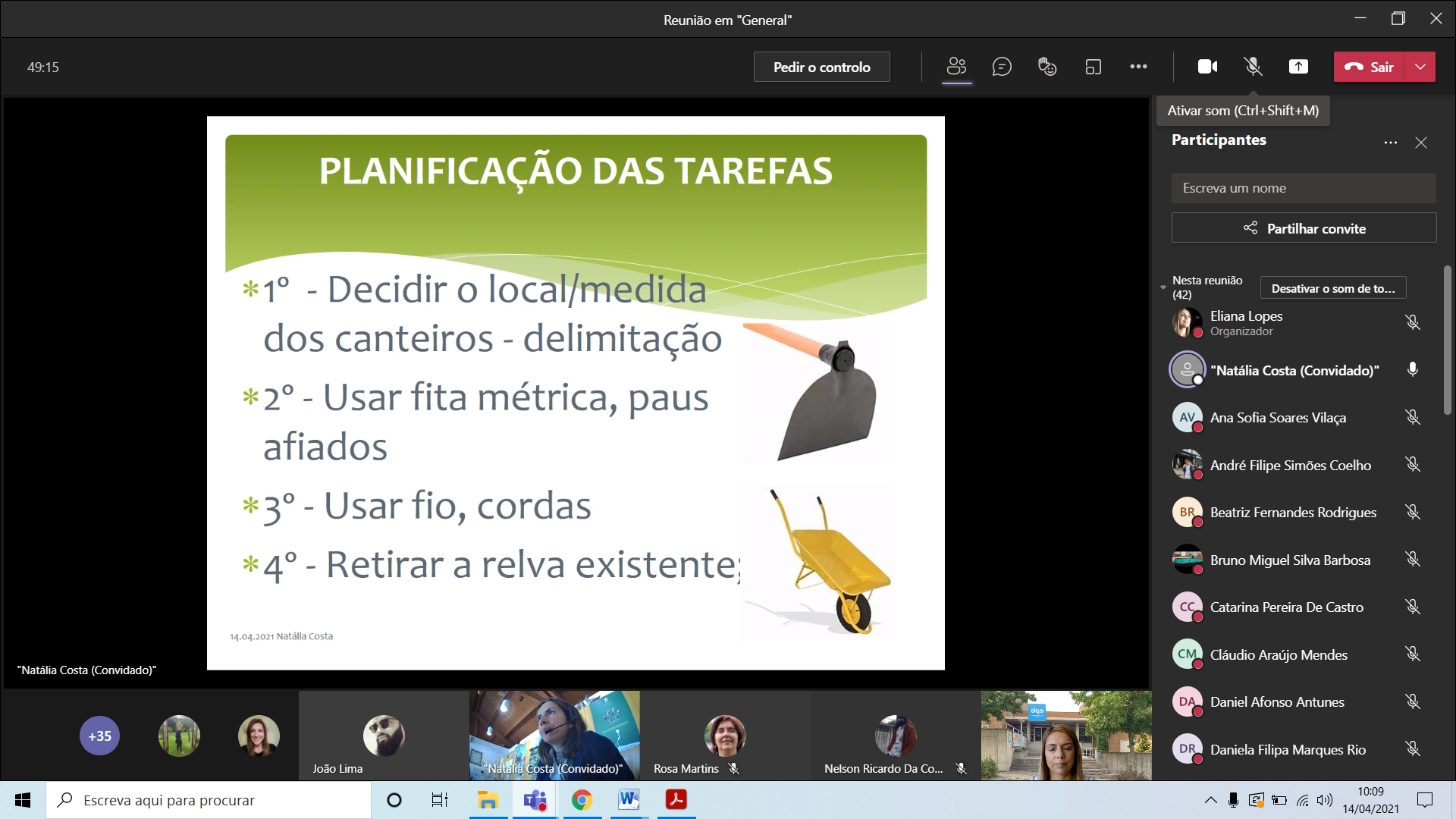 Sessão online de organização do trabalho
