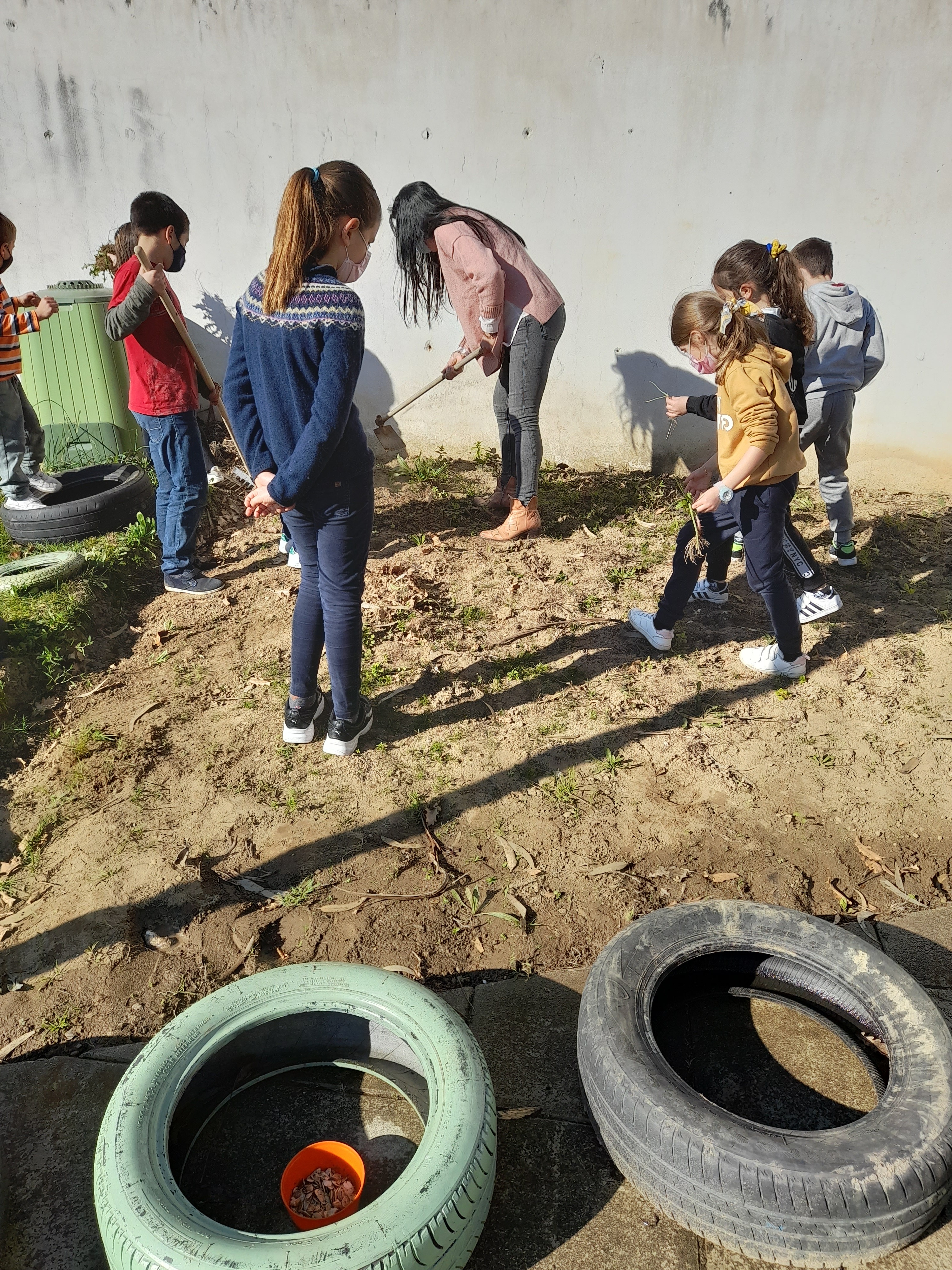 Mexer e limpar a terra. 2.