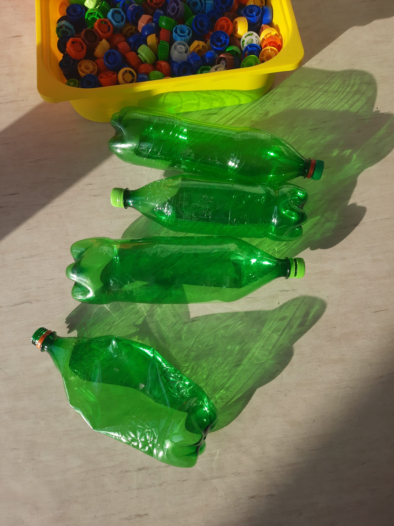 Garrafas para fazer a lagarta.