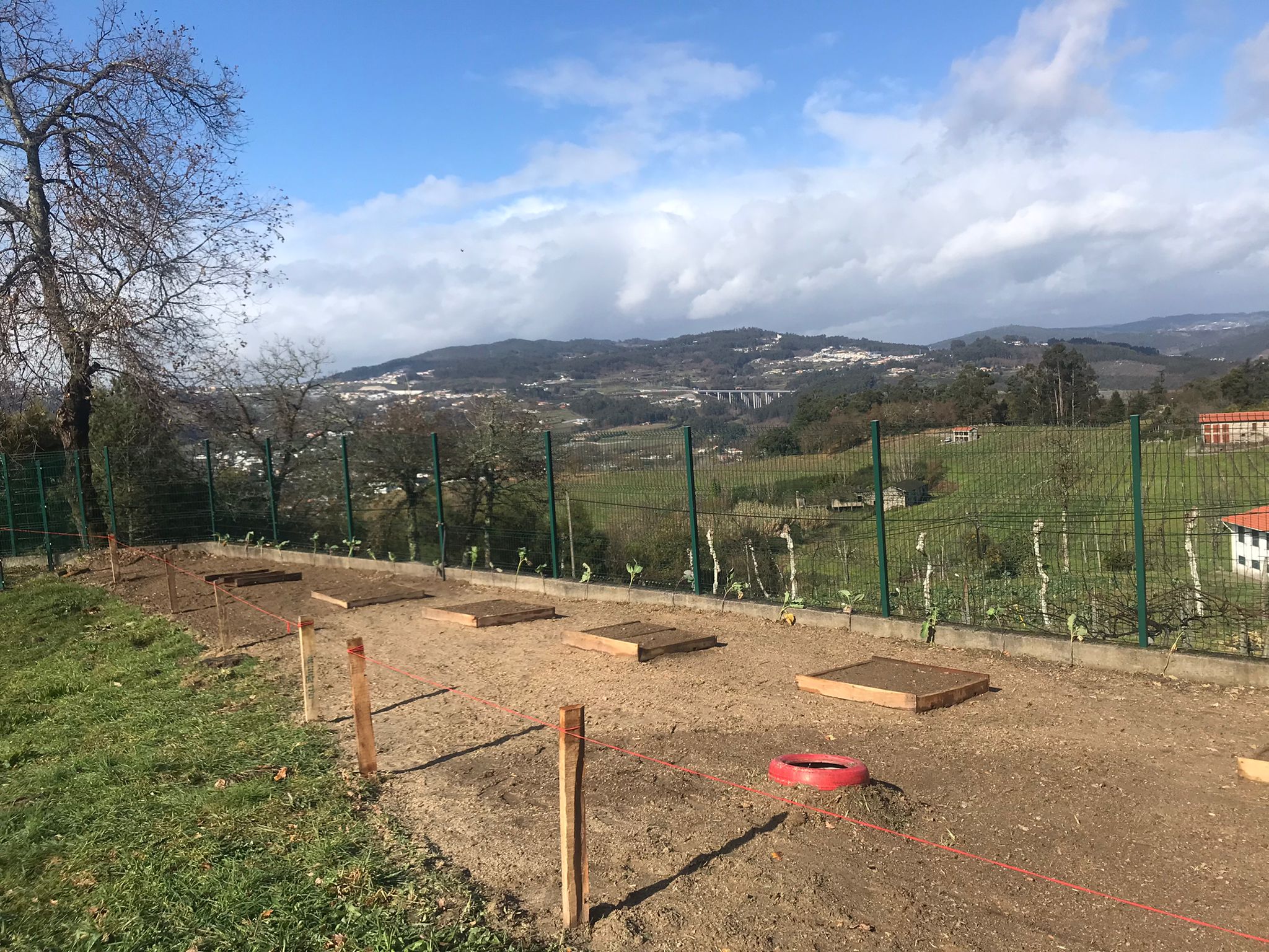 Como o solo possui bastantes pedras a horta será composta por canteiros de paletes. Também será colocada neste espaço uma "estufa", onde serão produzidas algumas ervas aromáticas.