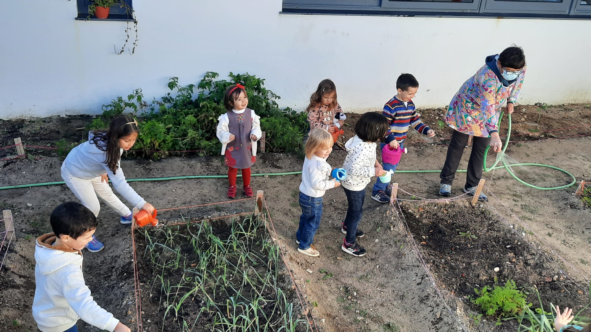 Manutenção
Diariamente os grupos da educação pré-escolar regam a horta, limpam as ervas e observam o crescimento dos seus legumes, mantendo a horta sempre limpa e bem tratada.