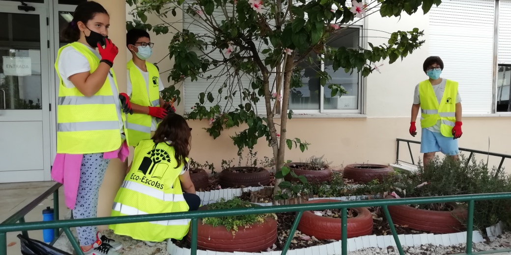 A foto 5 representa a limpeza e o arranjo dos canteiros( em pneus usados) das aromáticas. Ainda havia vestígios de plantas do ano anterior, que foram aproveitadas como a salsa.