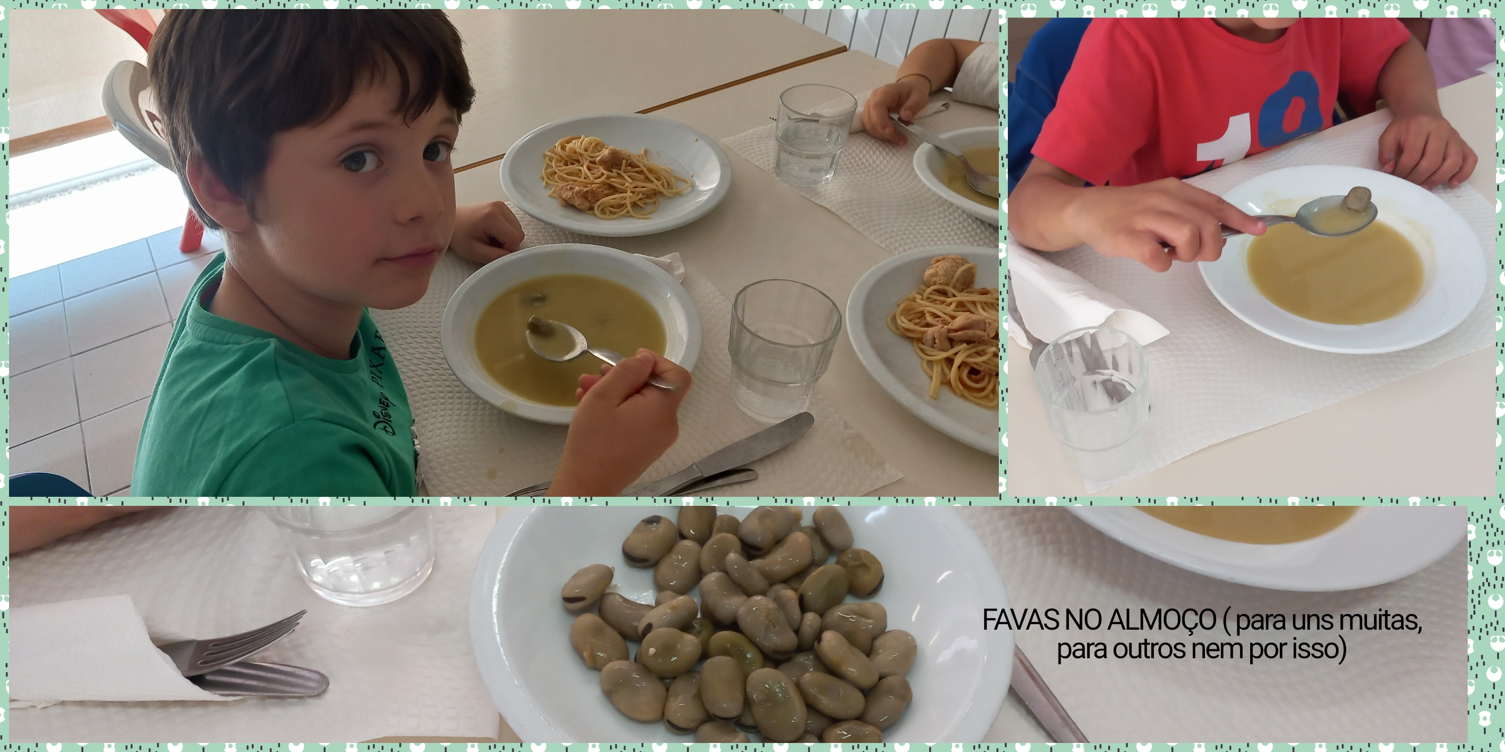 As favas foram para o puré da sopa de toda a escola e para o prato das crianças que ajudaram a semear - pré-escolar. Esta operação vai-se se repetir mais vezes, já que as favas eram muitas para uma só vez