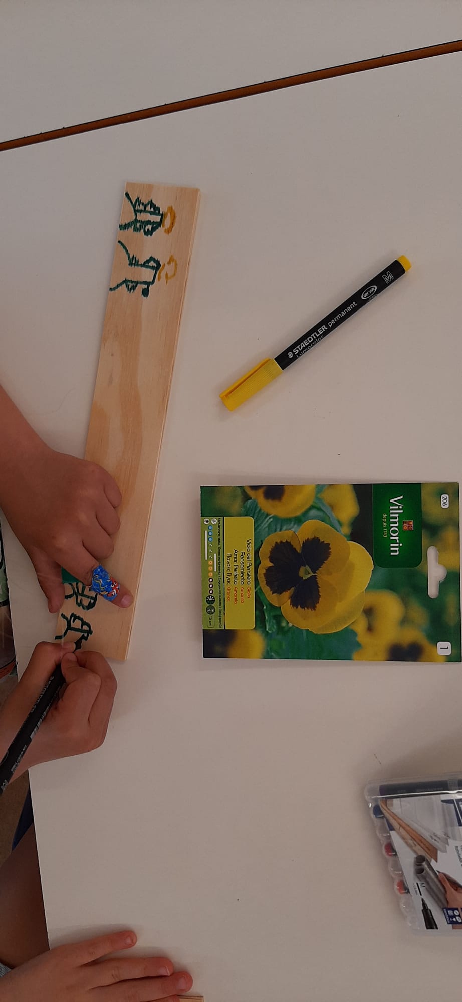 Realização de placas para identificar os canteiros.