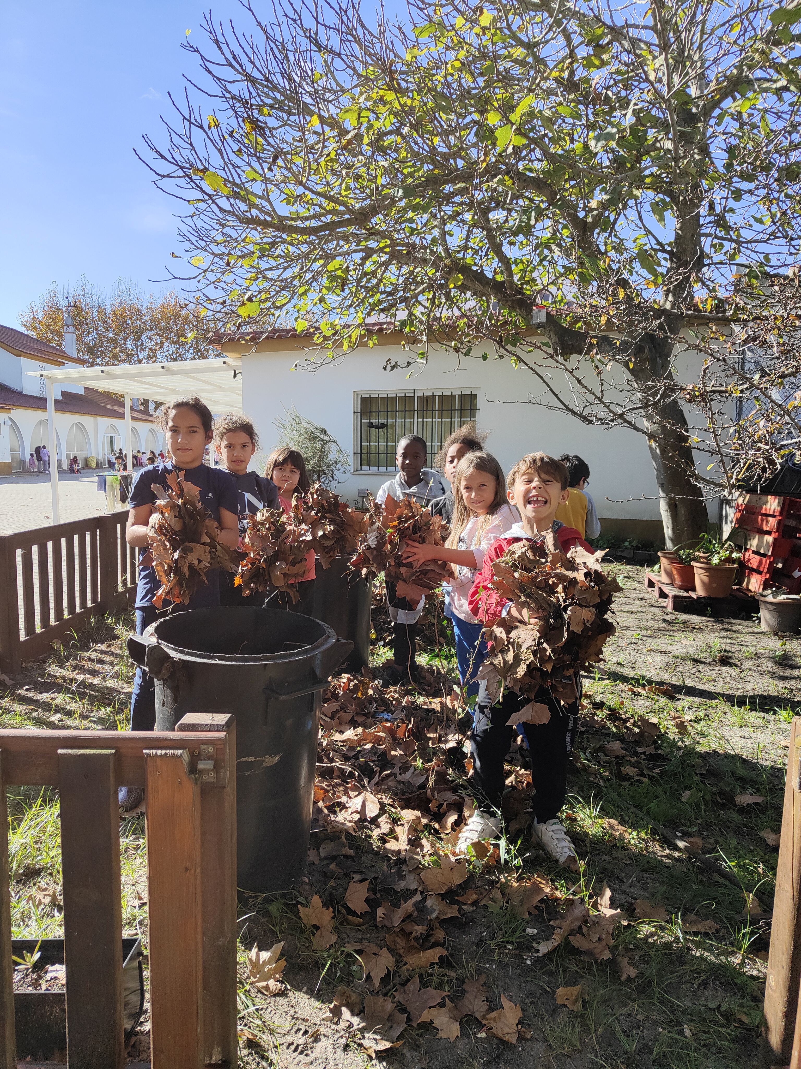 Limpeza do terreno feita pelos alunos da escola.