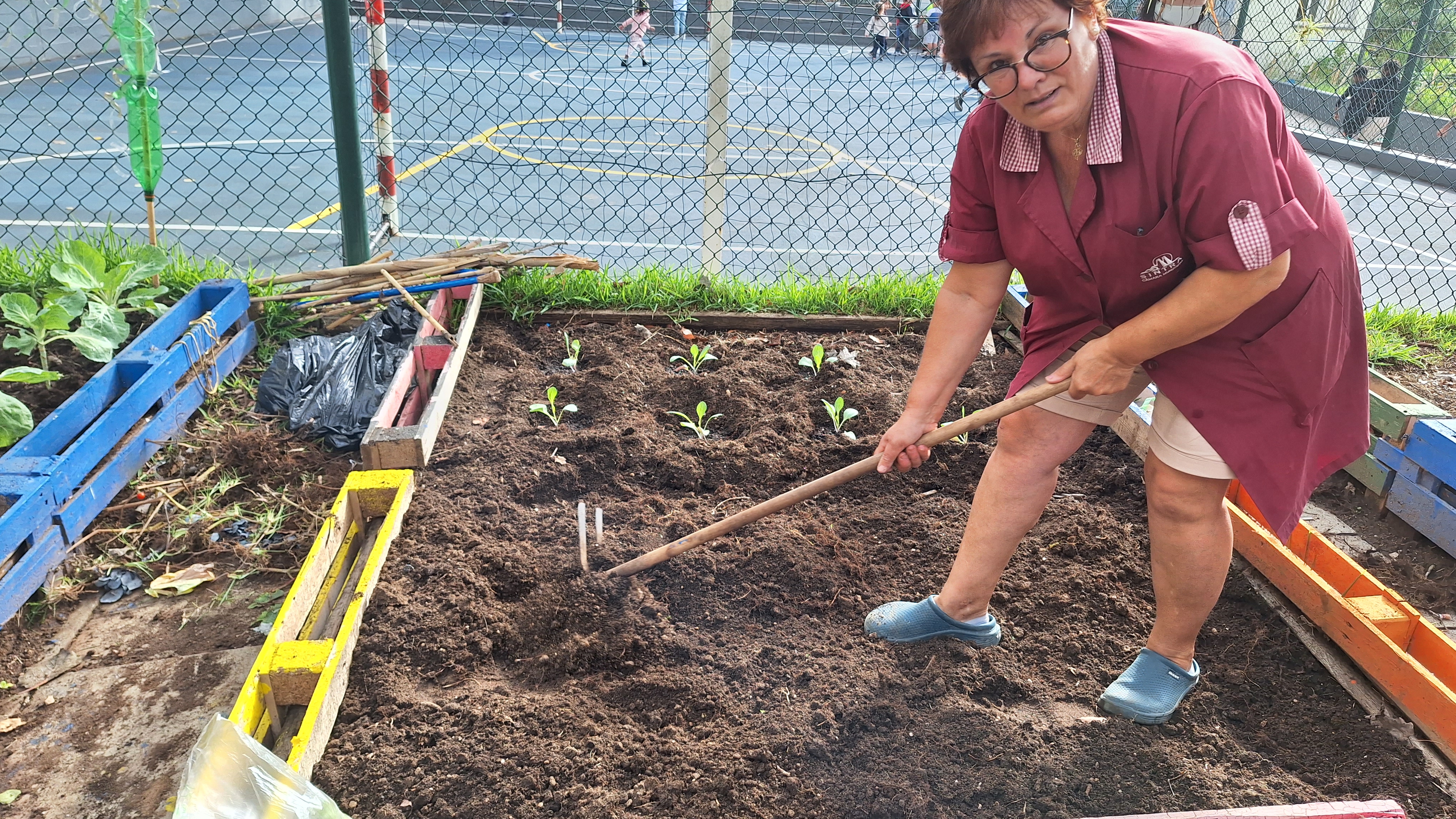 Preparação da horta para a plantação.