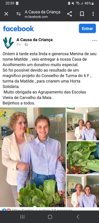 Doação das colheitas à assoiação da Causa da Criança- Vila Nova da Telha
