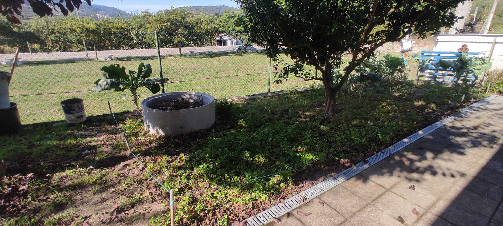 Horta, ao lado do compostor, sem cultivos deste ano.