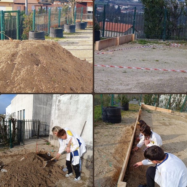 Mãos à obra - alunos do 1.º, 2.º e 3.º ano no terreno!