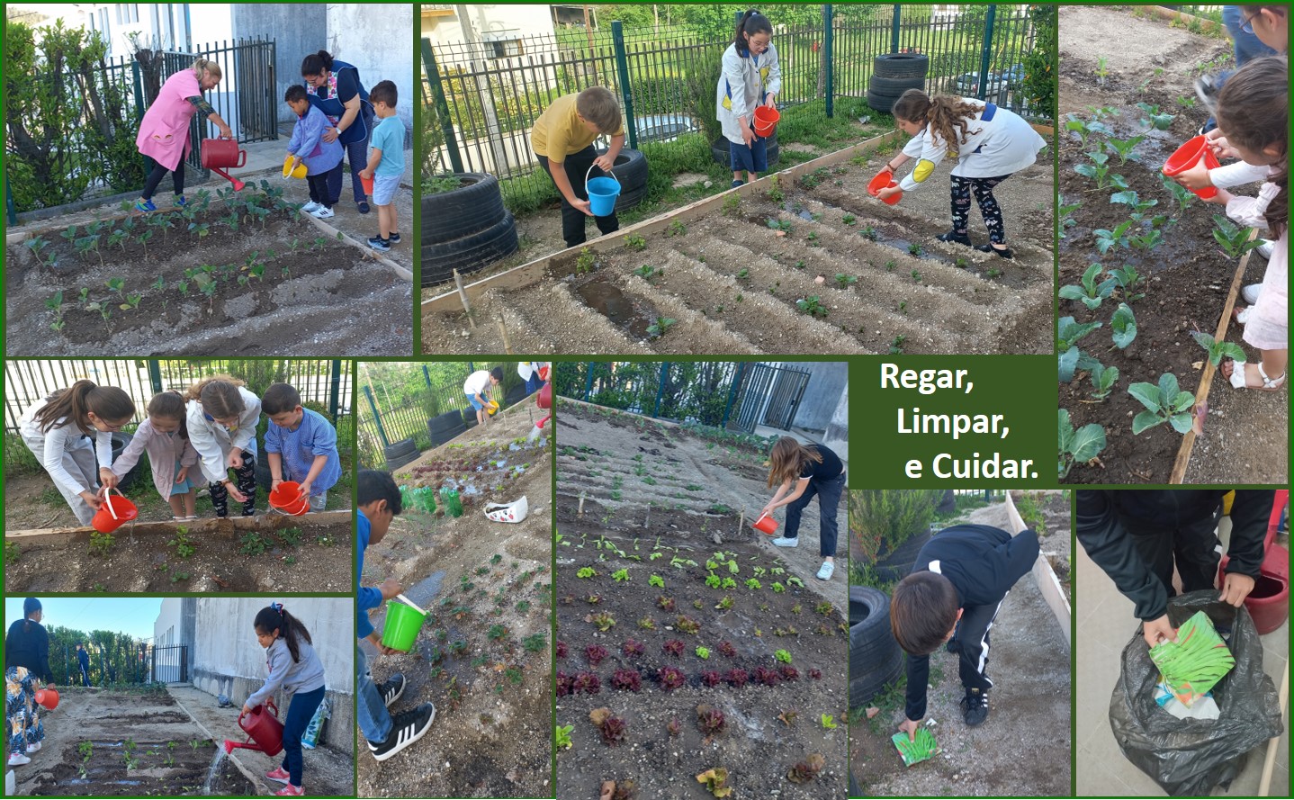 ...Para as plantações continuarem a crescer: A Horta vamos regar, limpar e cuidar.