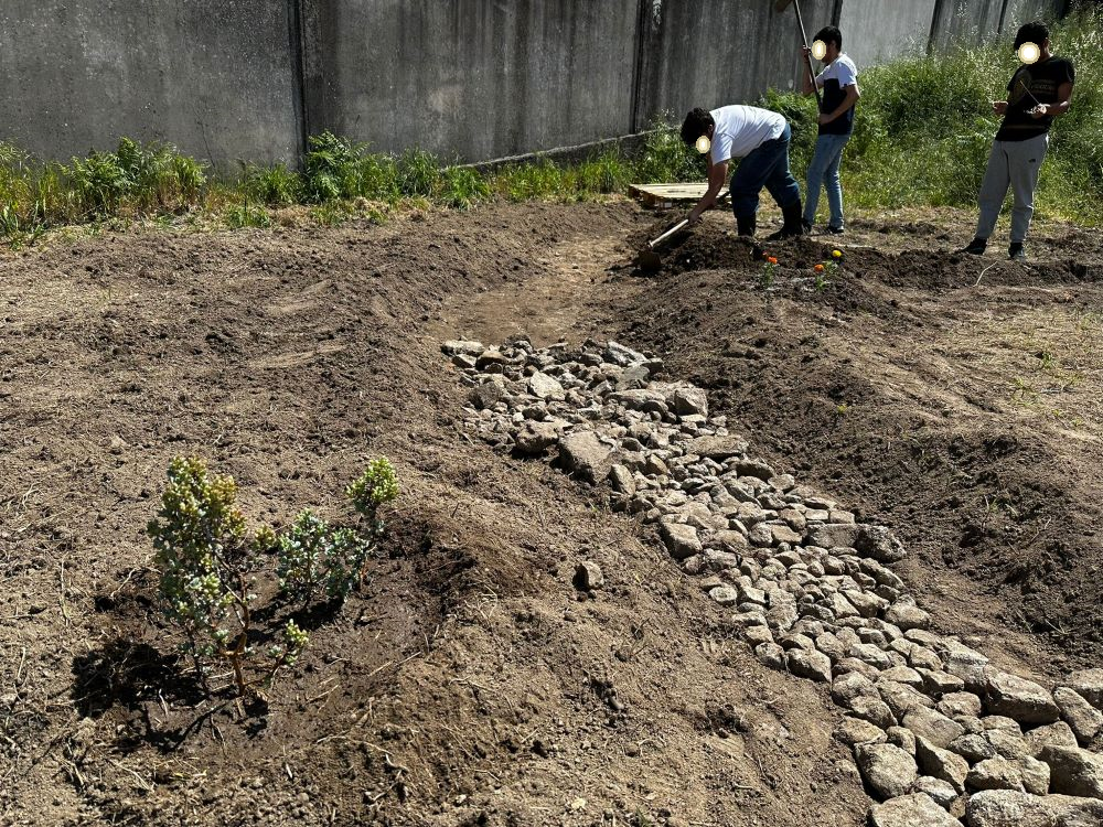 Pavimentação do caminho para acesso ao local onde se realizarão aulas.