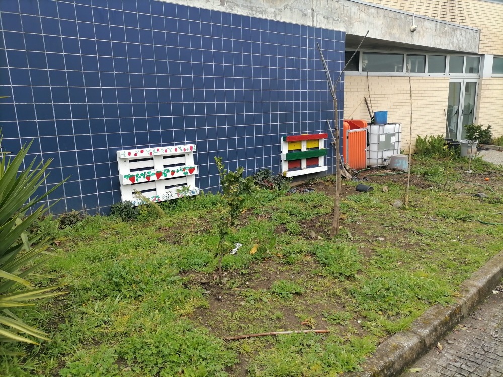 Zona de árvores de fruto e morangos