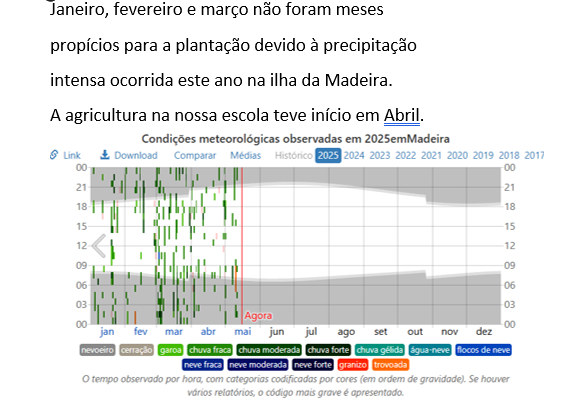 Início da agricultura em abril, devido à precipitação intensa.