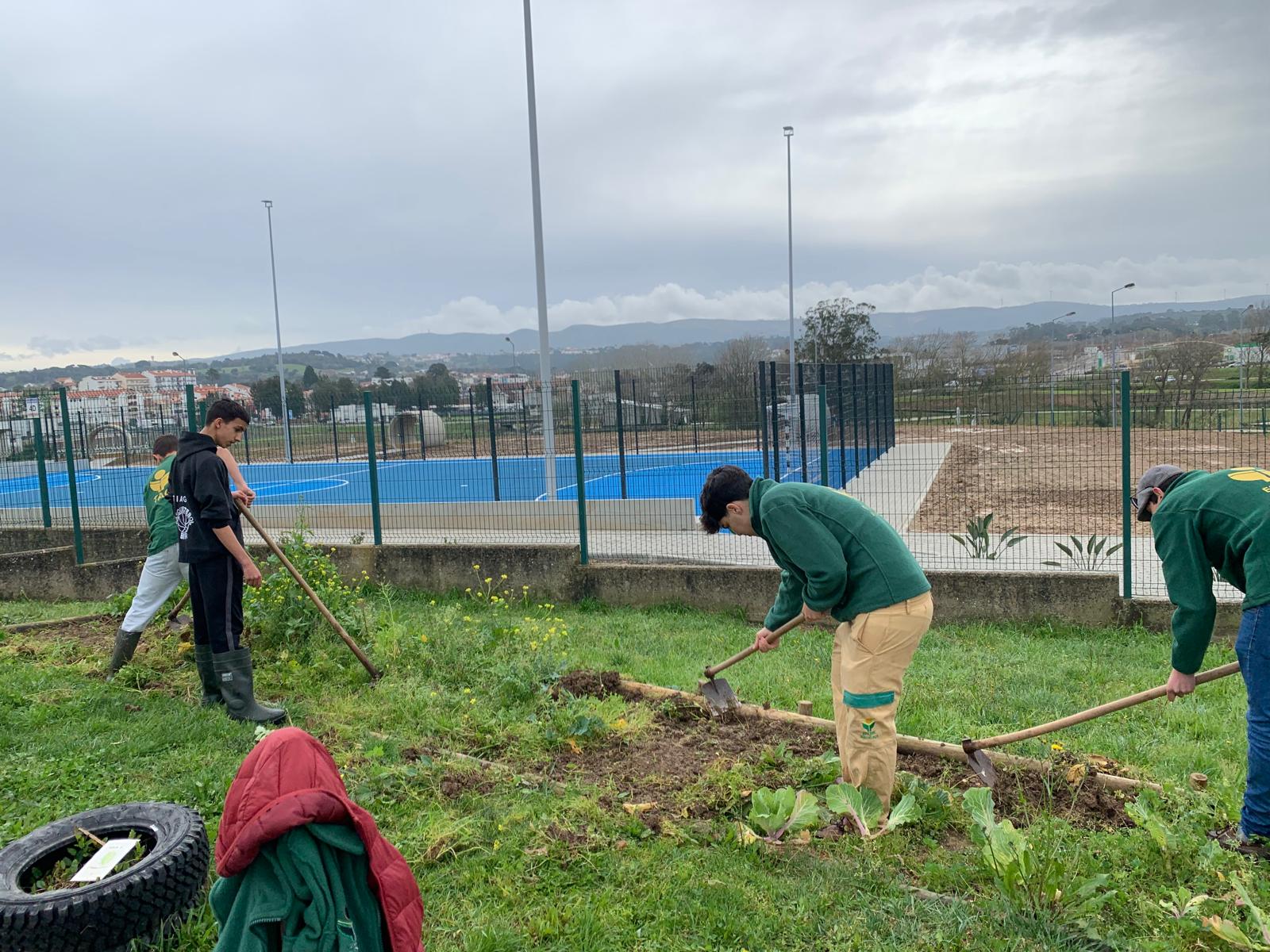 Em parceria com a Escola Profissional de Agricultura de Alcobaça -EPADREC, vieram uns alunos do 9º ano preparar o terreno para as agriculturas de março.
