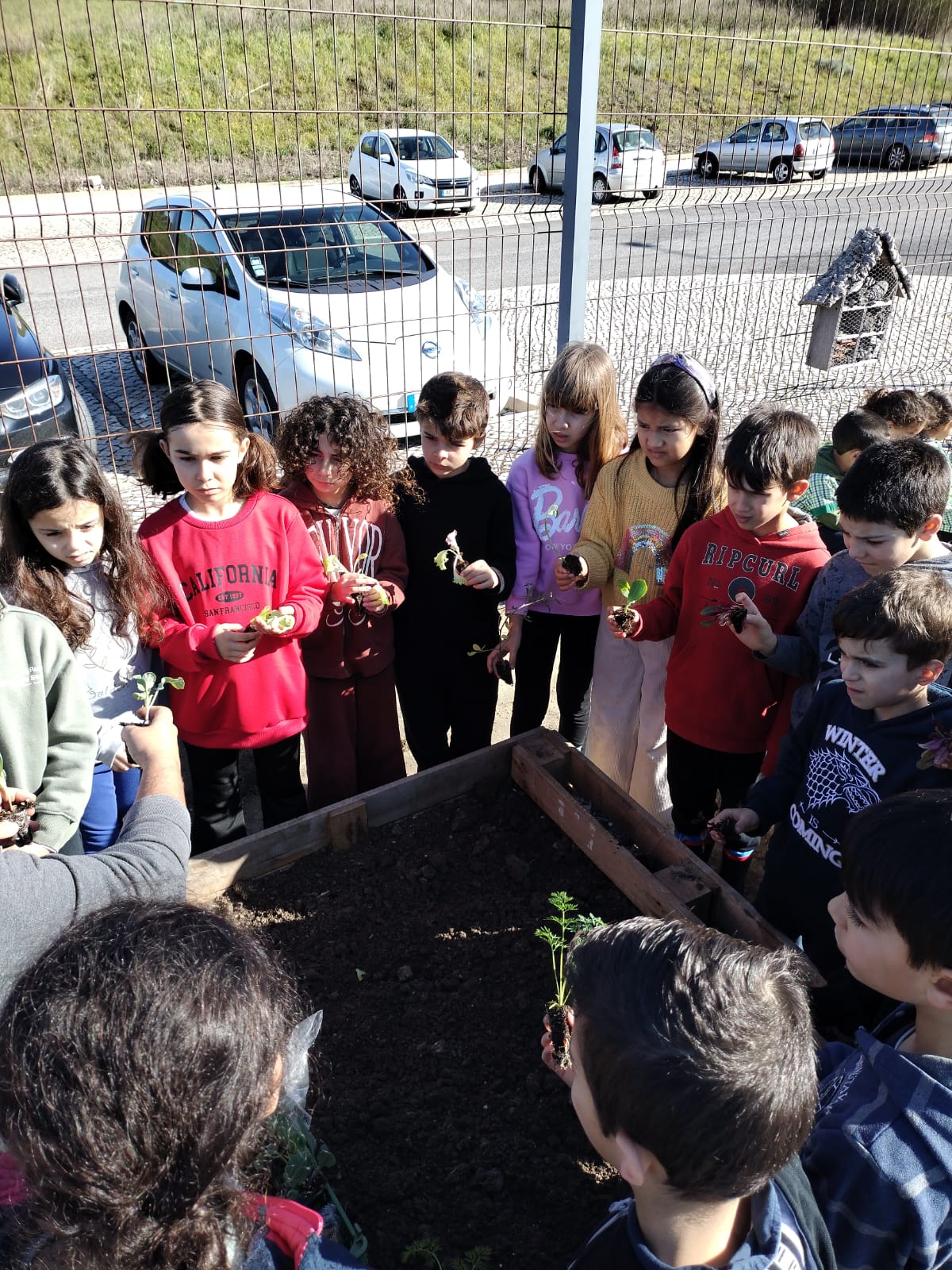 A horta é espaço de aprendizagem: estamos atentos antes de colocar mão à obra.