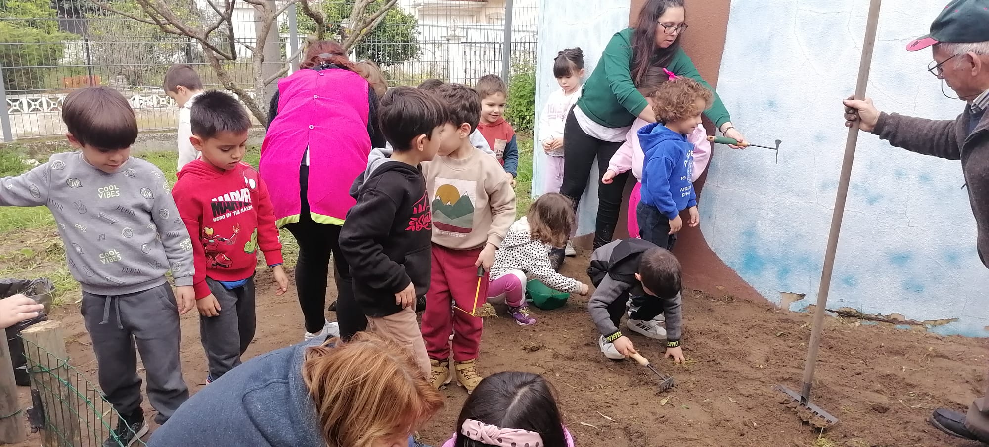 Preparação do espaço da horta com a ajuda dos idosos do Centro Comunitário da Quinta do Conde