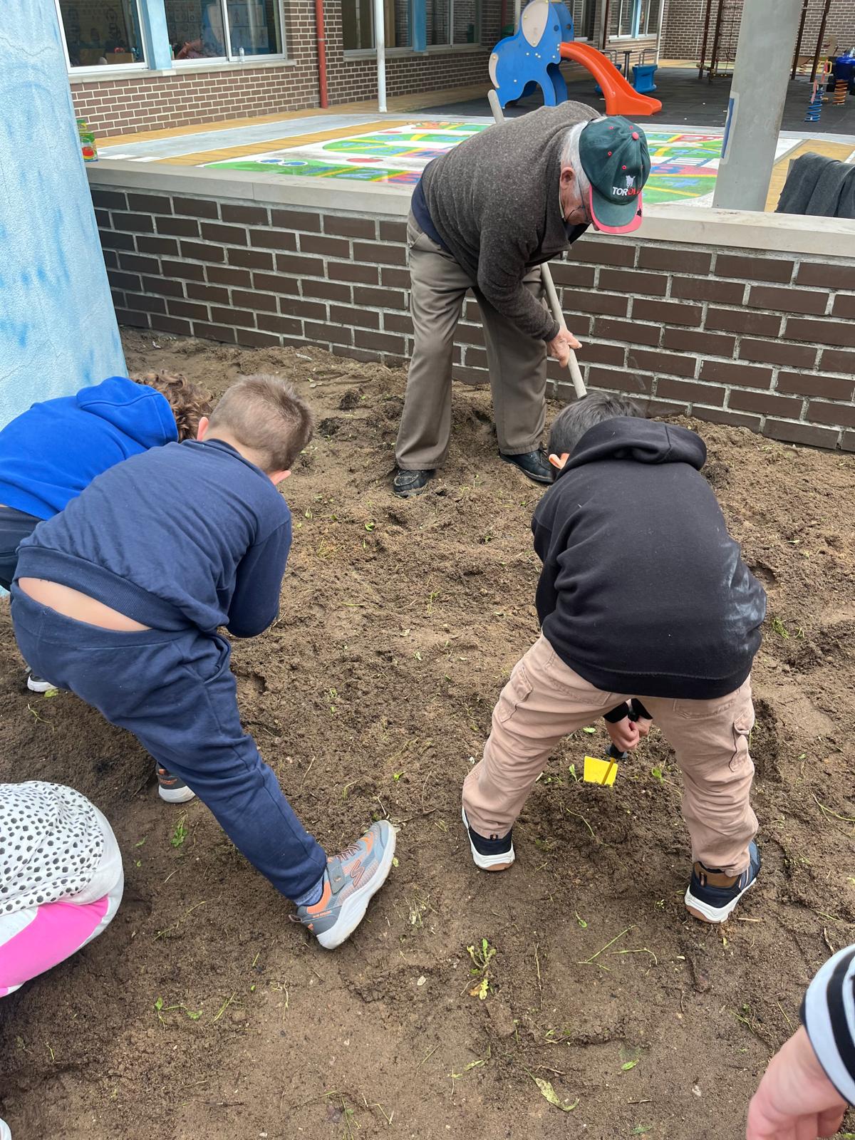 Plantação dos produtos escolhidos pelos alunos com a ajuda e sabedoria dos idosos do Centro Comunitário da Quinta do Conde
