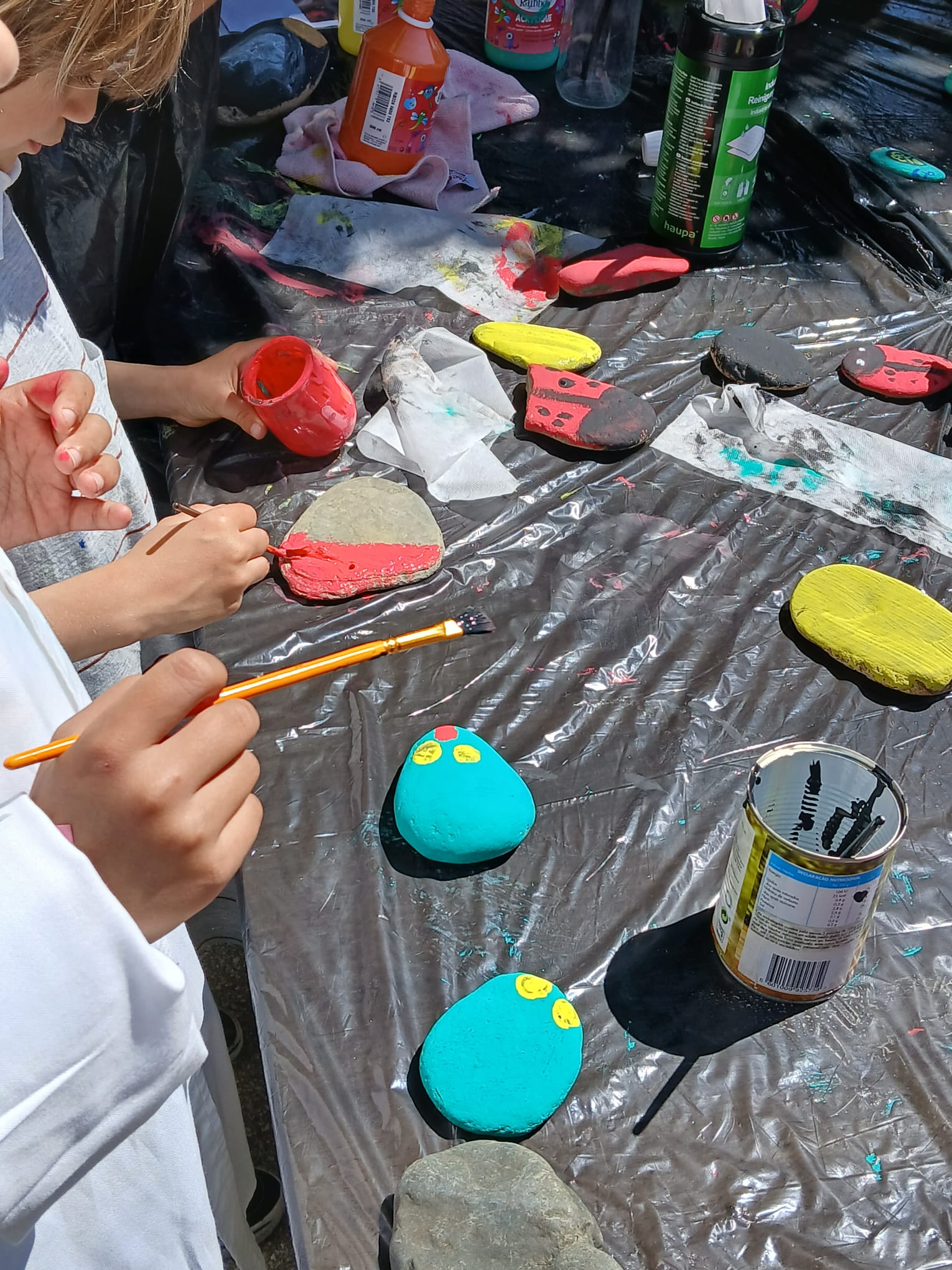 Pintura de seixos para decoração.
