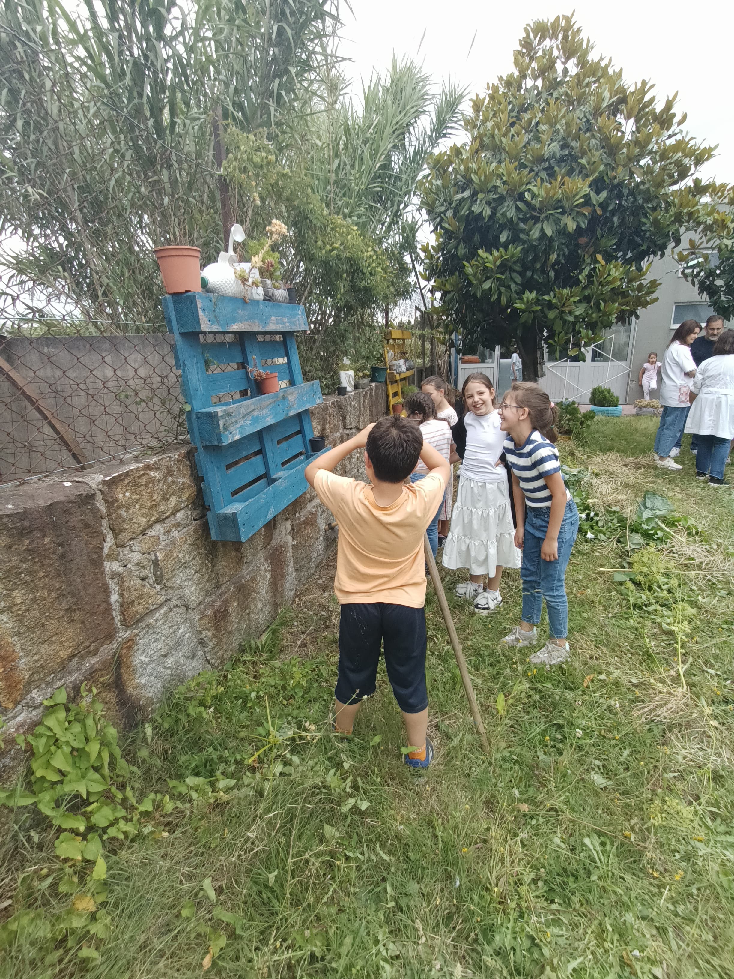 Trabalho por equipas na preparação do solo.