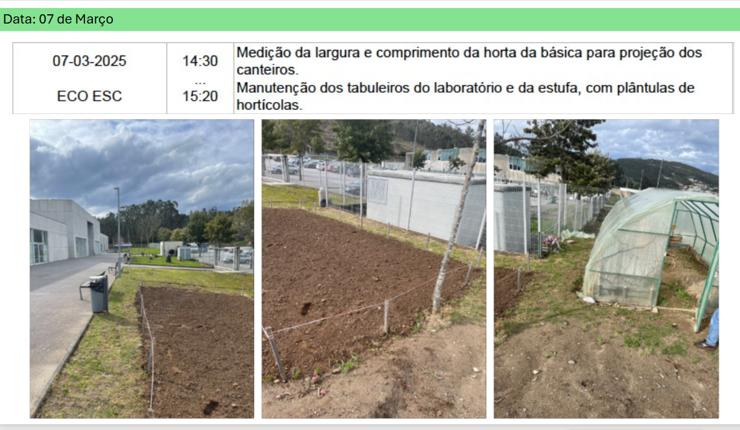 Preparação do espaço exterior - Horta Biológica com os alunos do clube