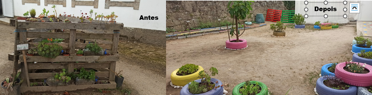 Antes e depois o nosso jardim na parte lateral.