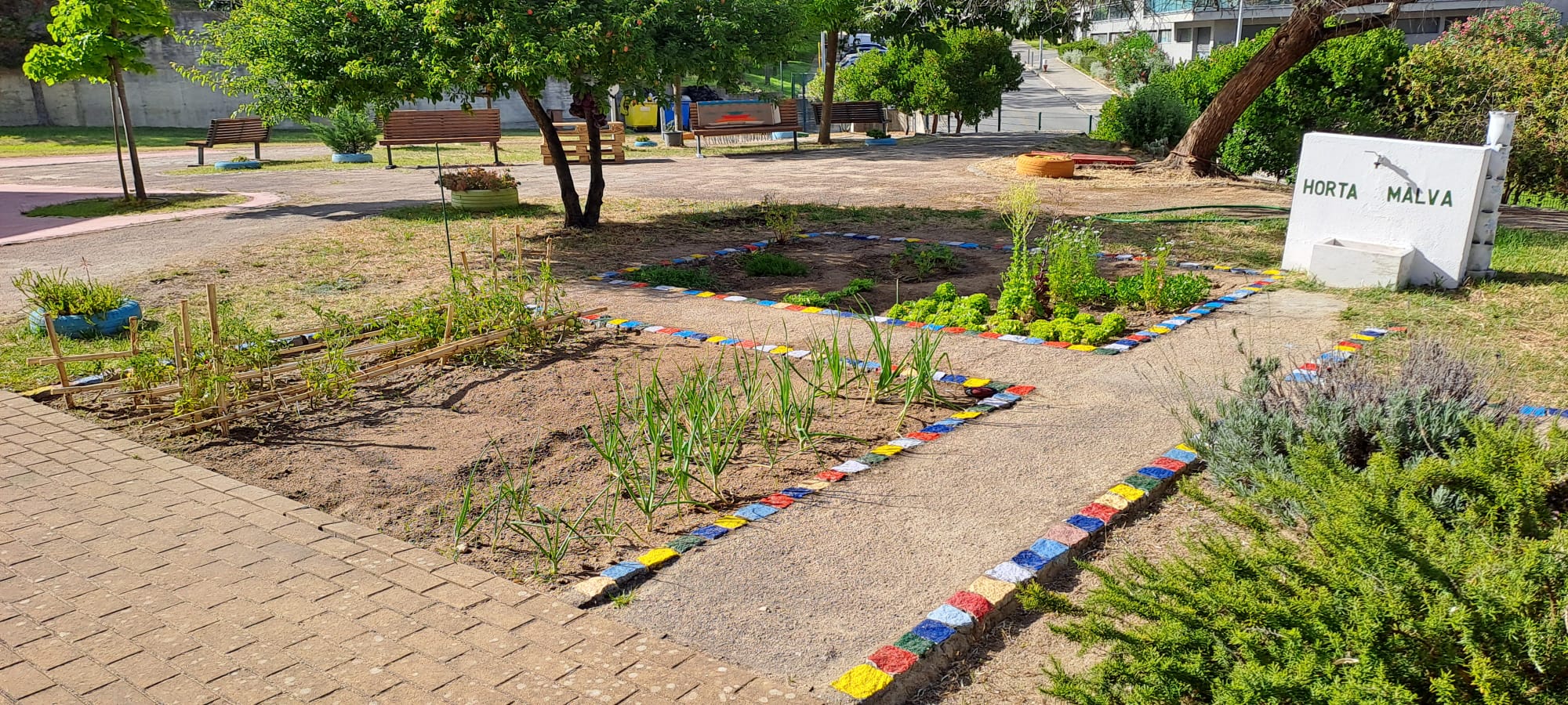 Horta colorida, com escolhas e marcas de cada pincelada.