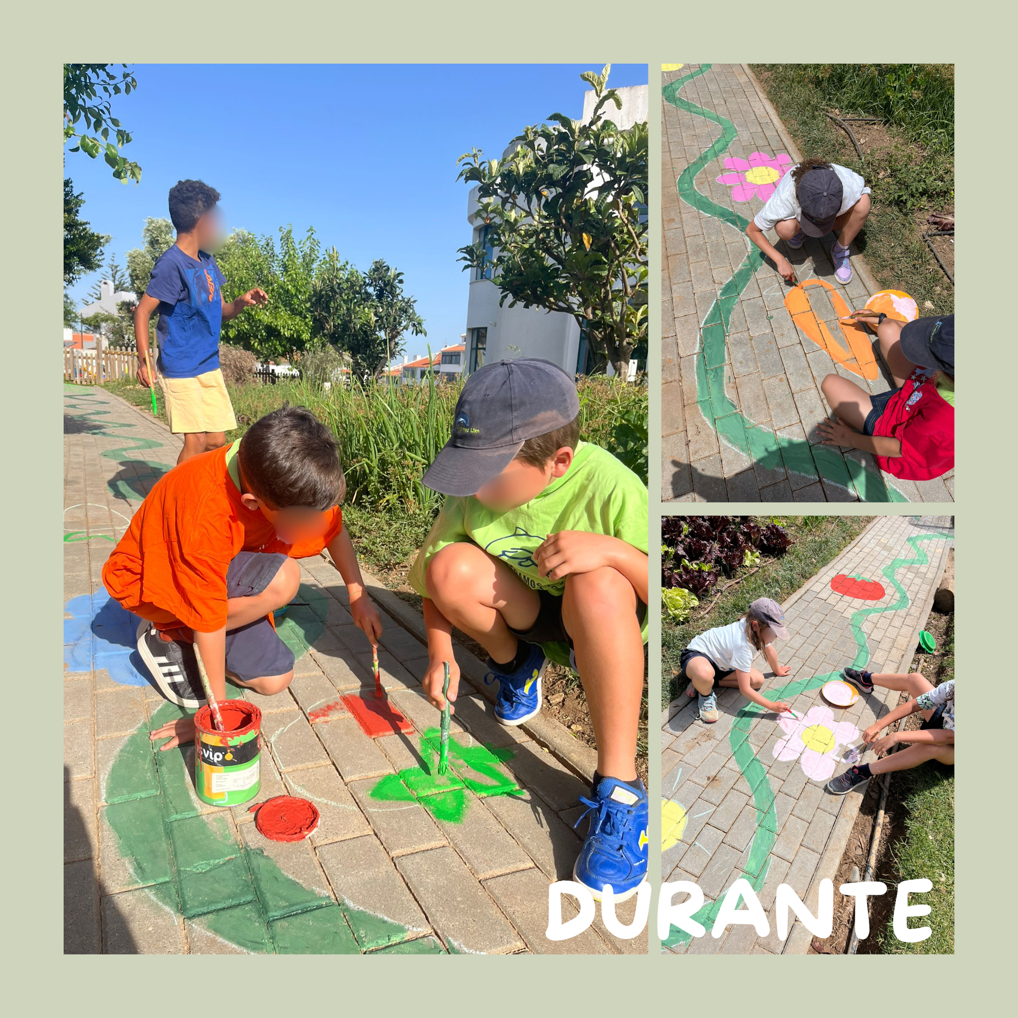 Durante – Alunos envolvidos na pintura e dinamização artística do espaço.