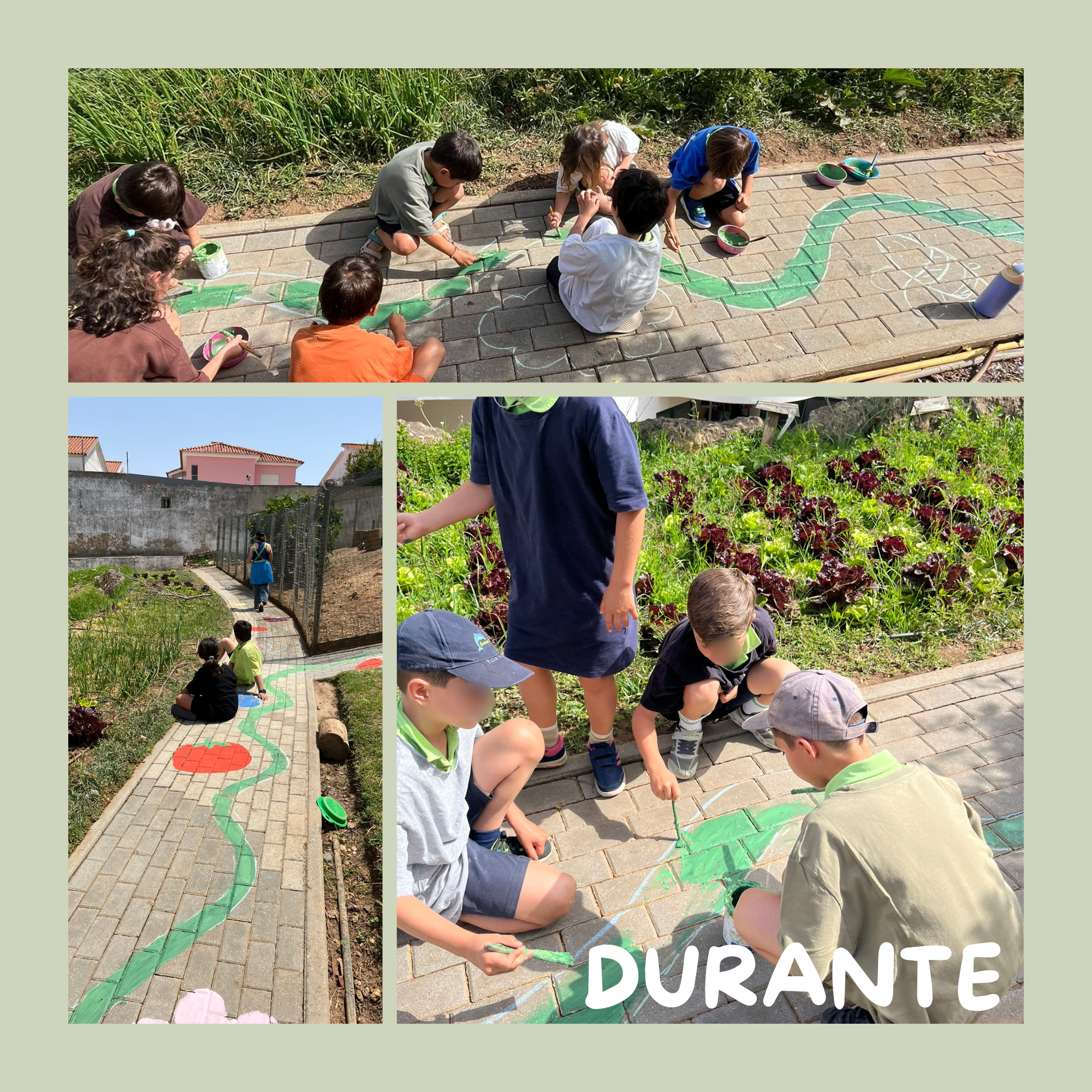 Durante – Desenvolvimento dos trabalhos de pintura e decoração do caminho.
