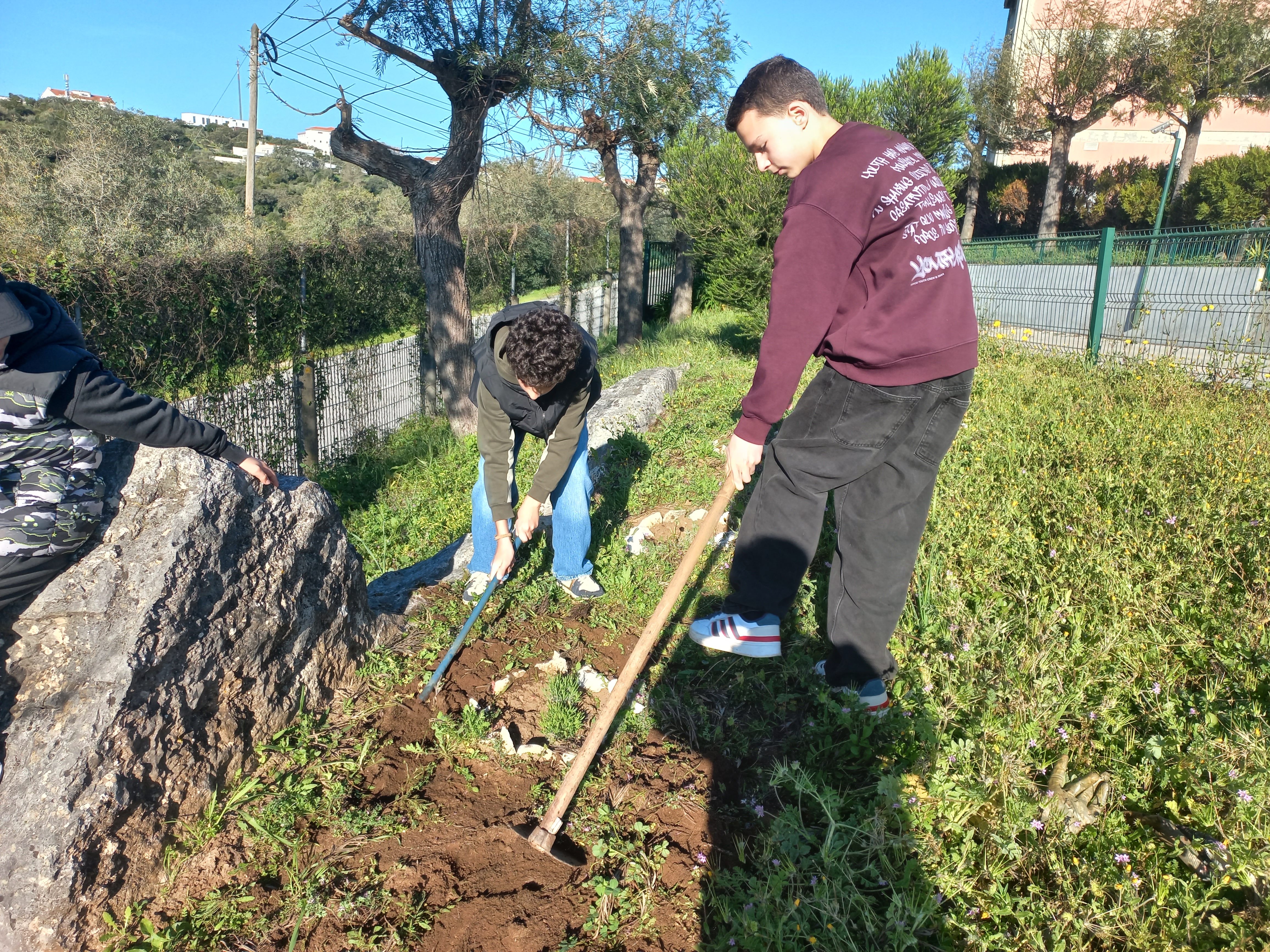 Estes são alguns voluntários da horta.
