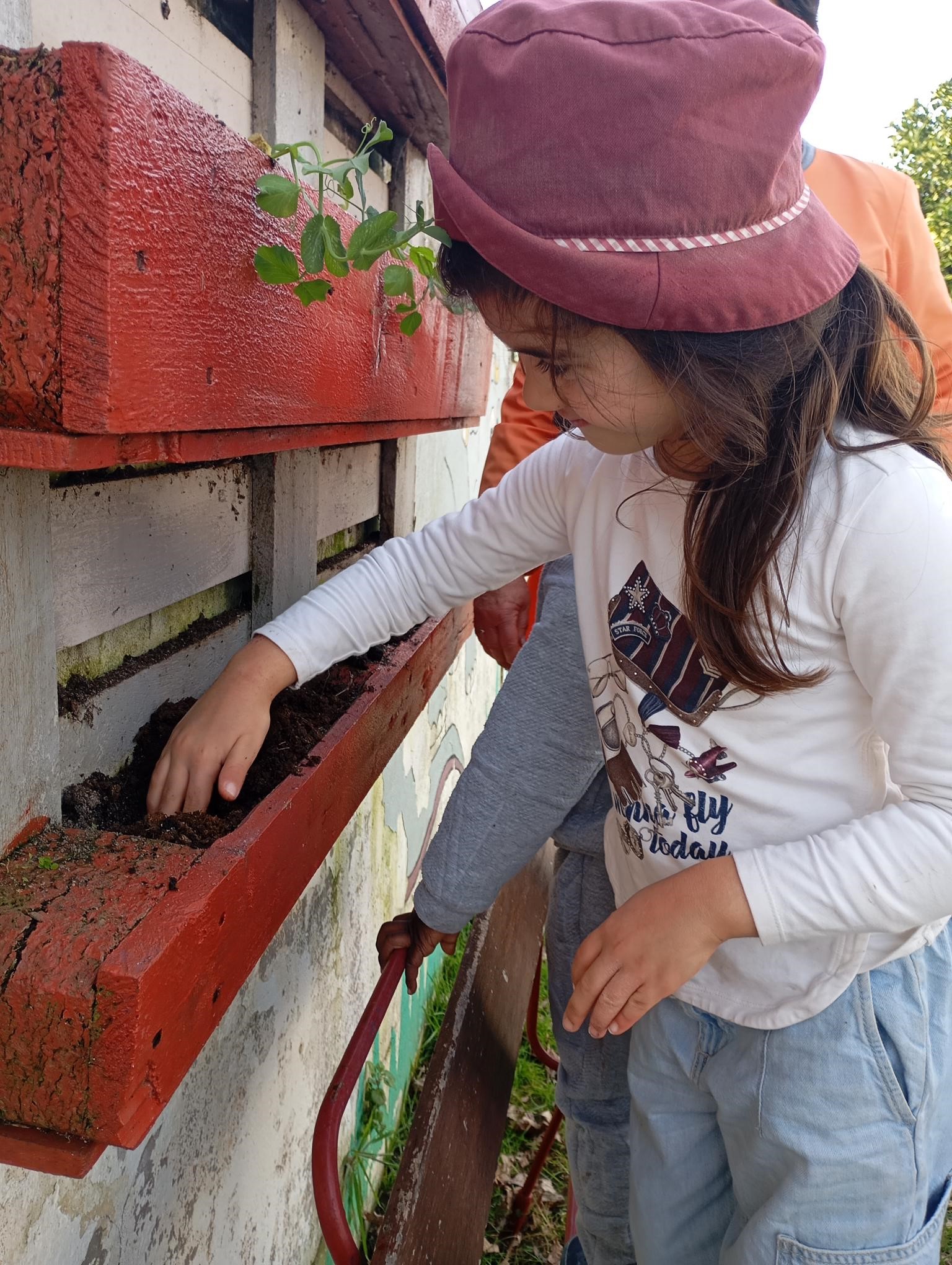 Remexemos a terra para misturar