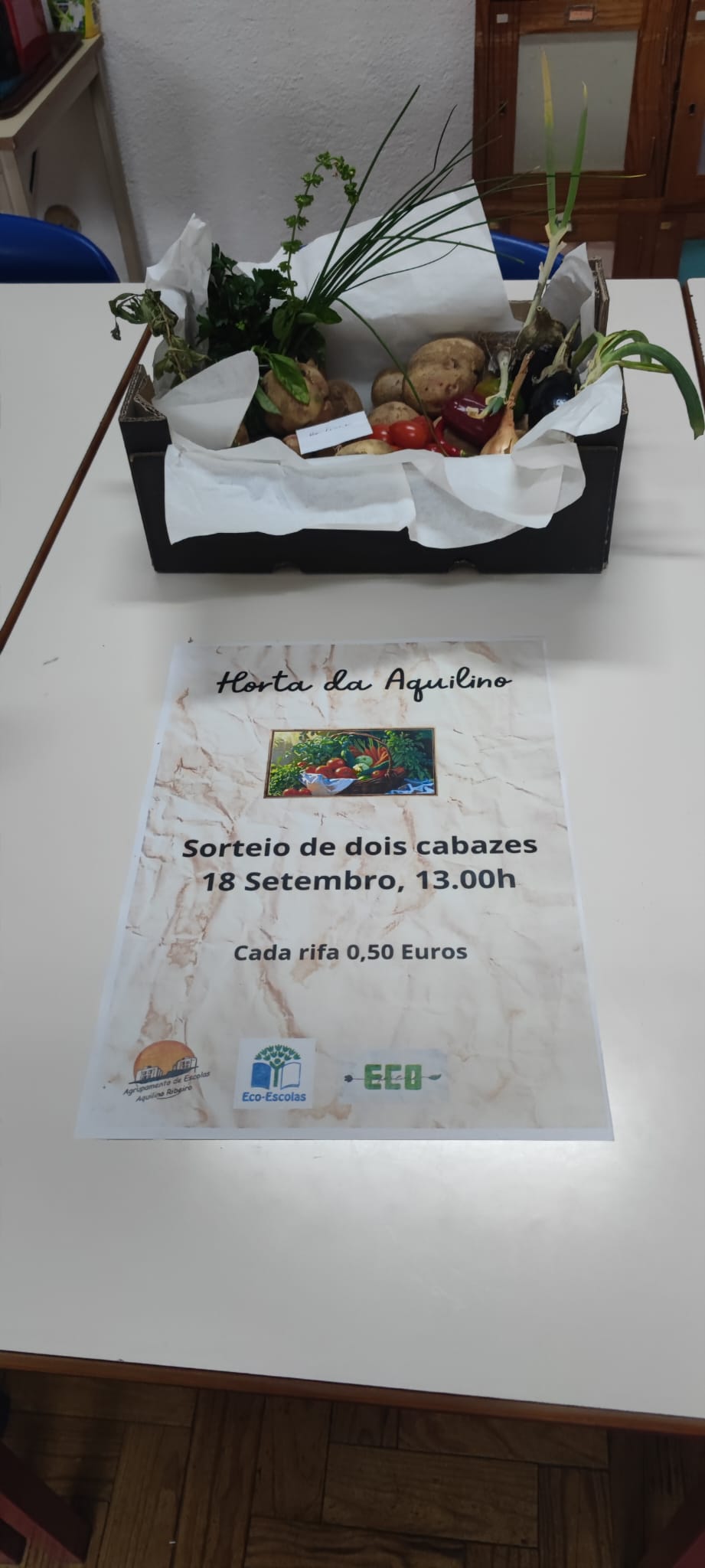 No dia 18 de setembro foram sorteados dois cabazes com produtos da Horta.