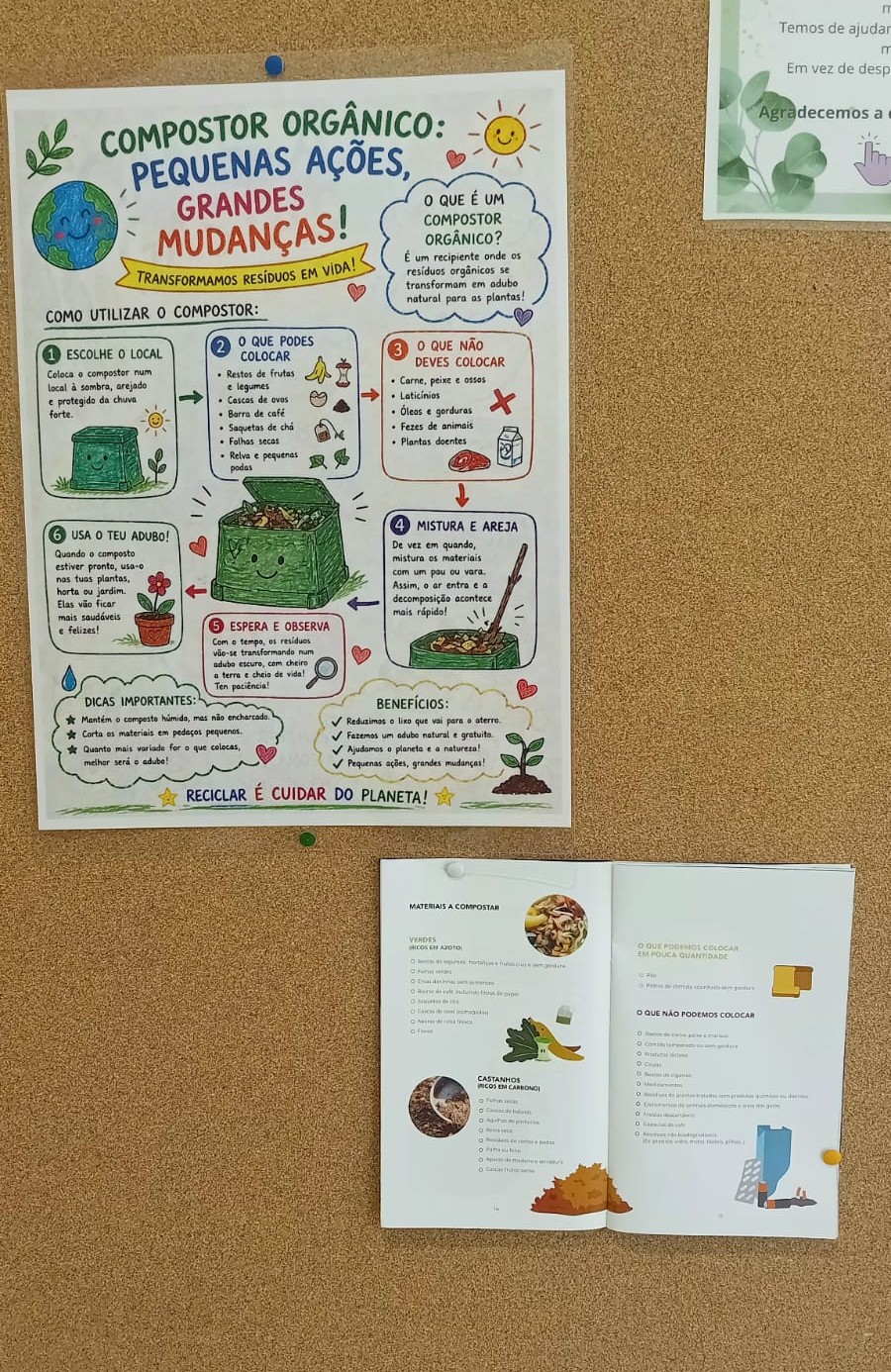 Cartaz sobre compostagem e utilização do comostor realizado em AI pelos alunos.