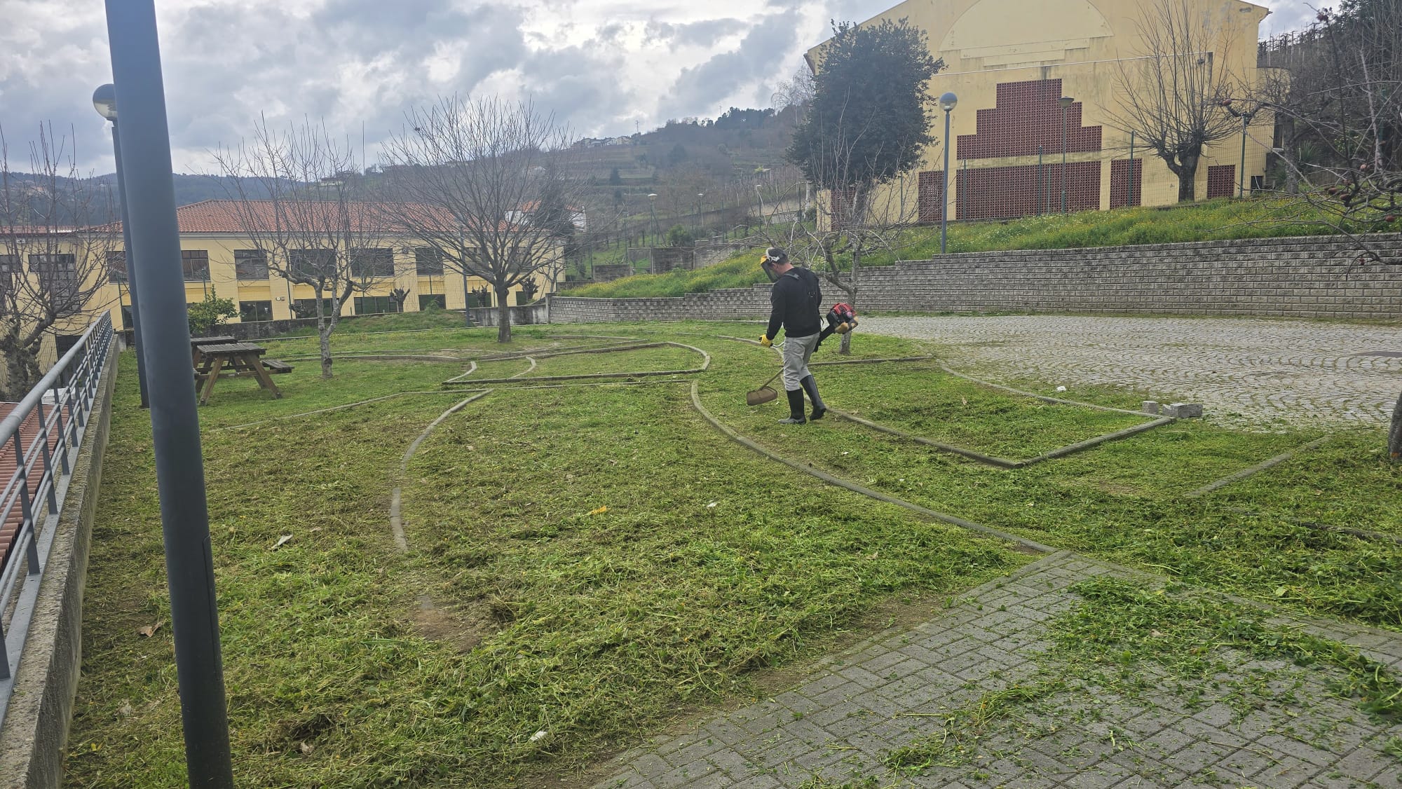Preparação do terreno para a horta: corte de ervas daninhas