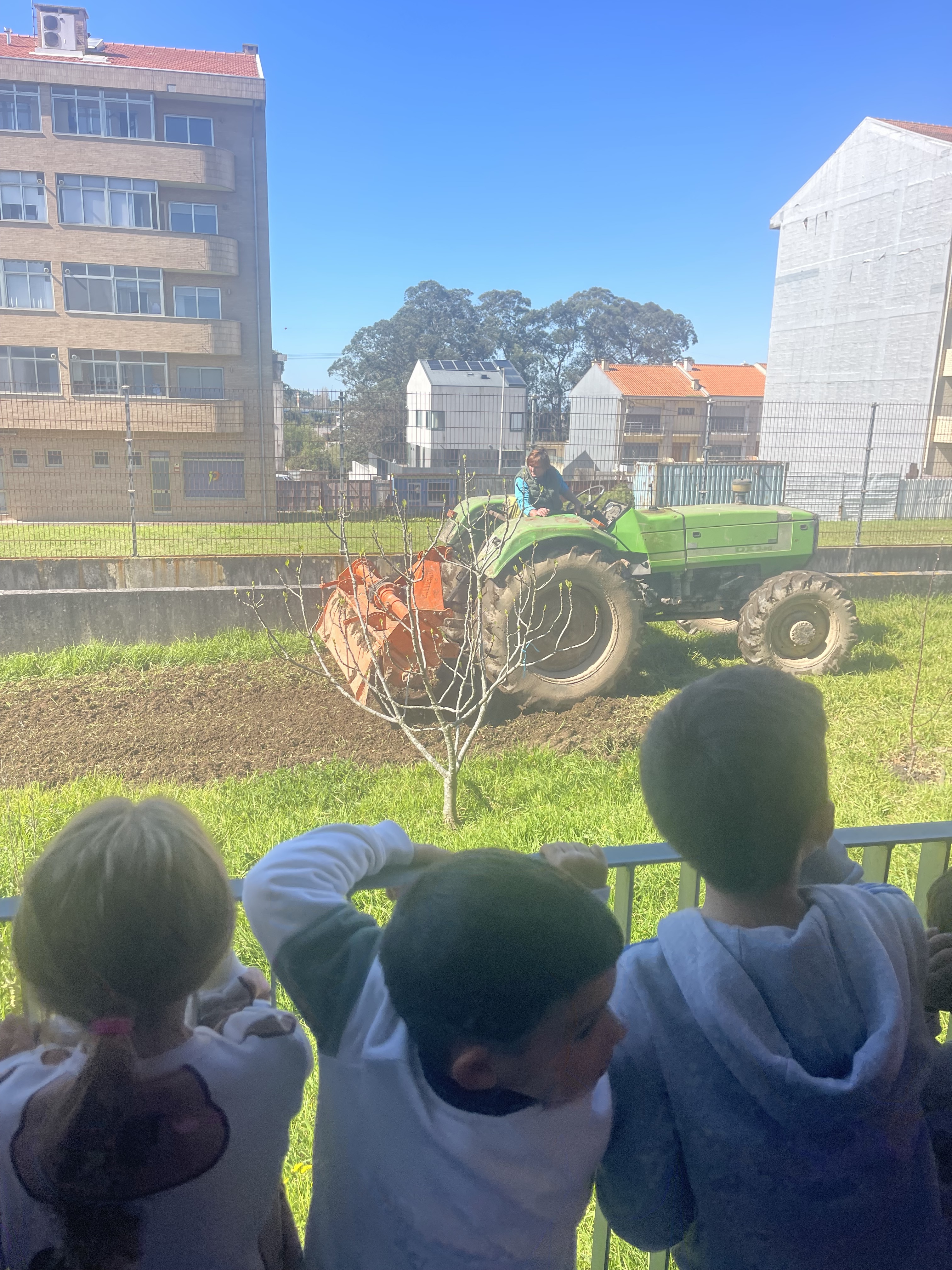 Trator a lavrar a terra para preparar a nossa horta.