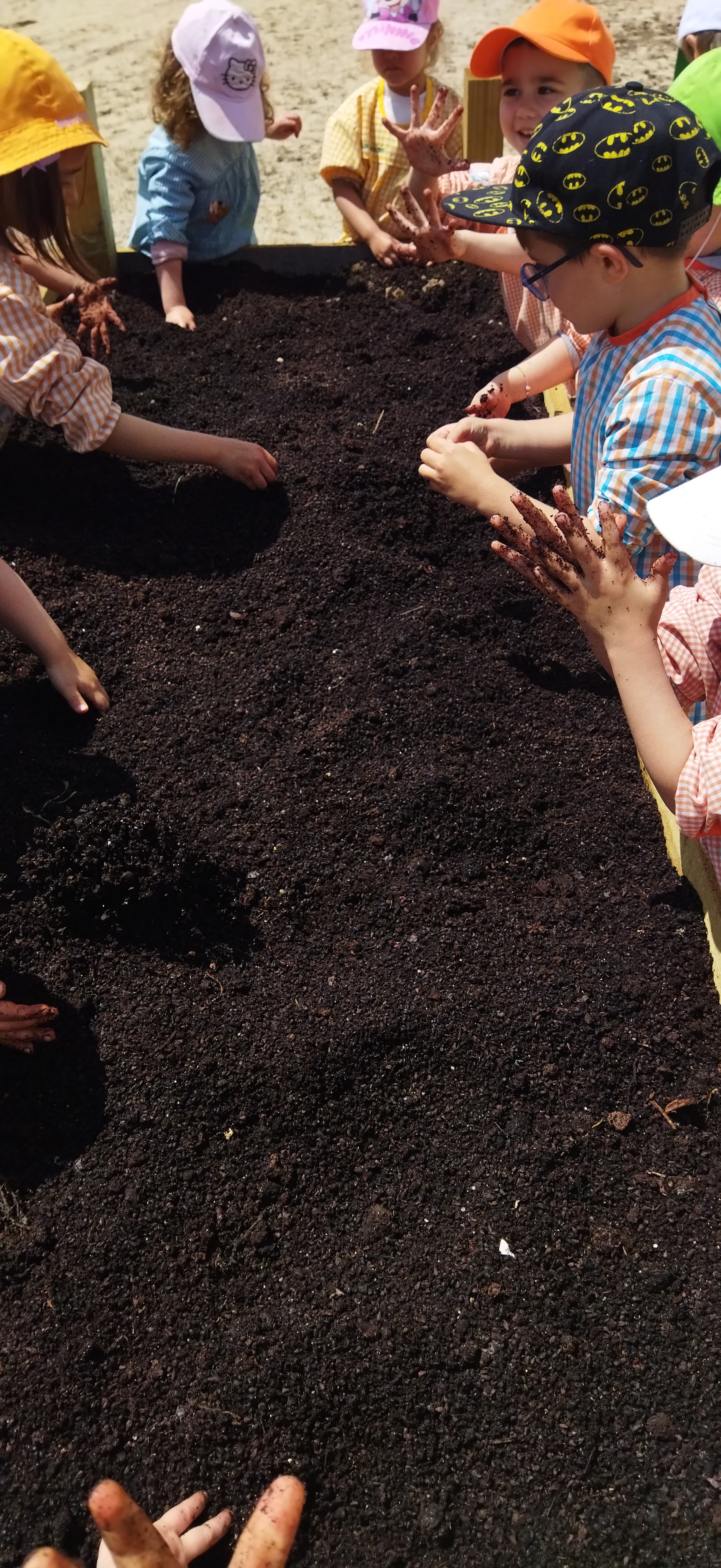 Exploração da terra por parte das crianças (visão aproximada)