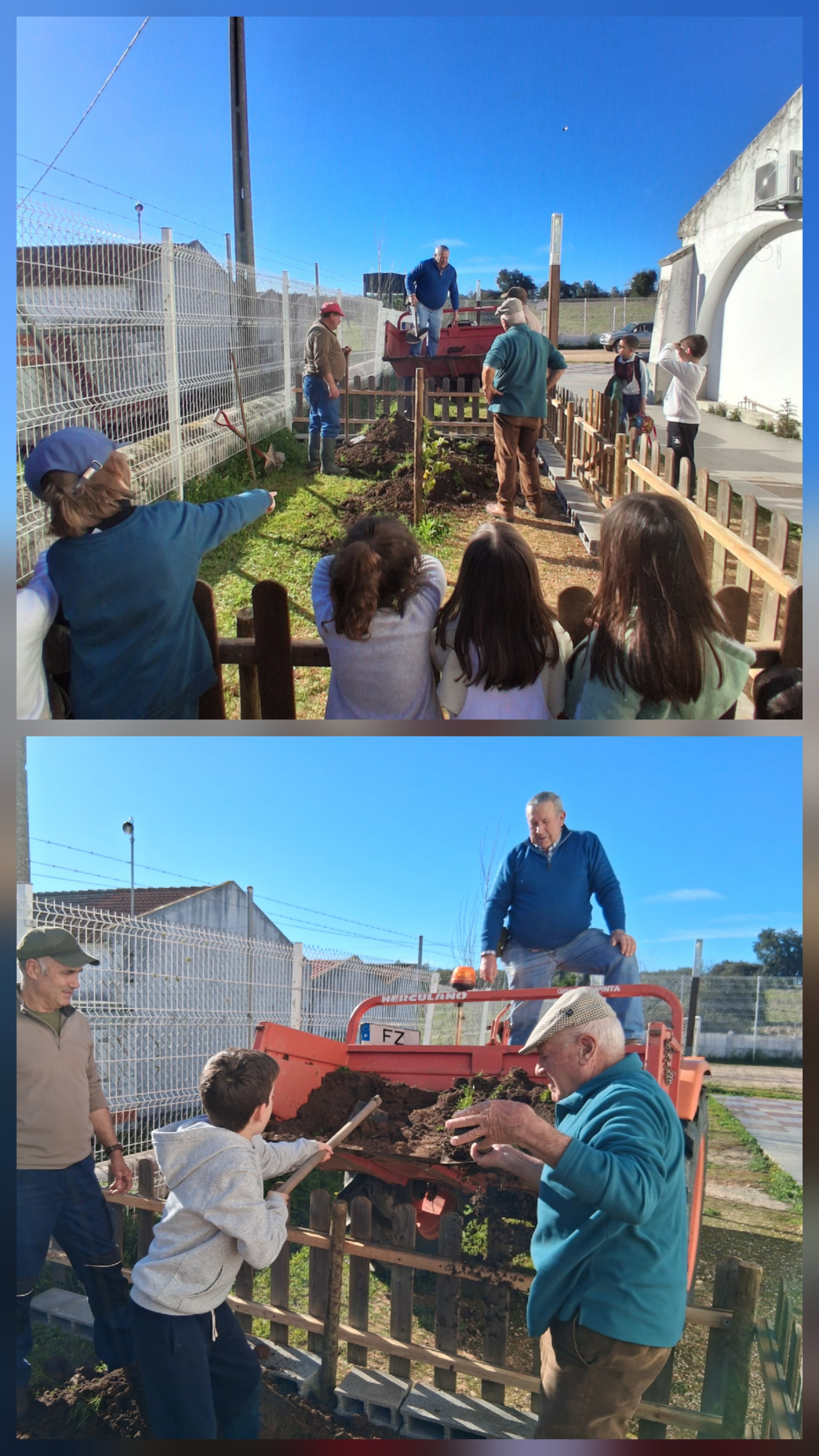 Preparação do terreno com o envolvimento da comunidade escolar e familiares.