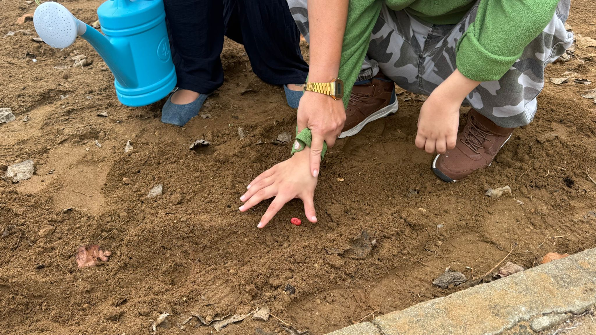 Início da plantação - com o envolvimento dos alunos da Unidade ( meninos com muitas limitações cognitivas e motoras). Esta atividade permitiu o contato com a natureza a a compreensão de que os produtos que são os nossos alimentos vêm da terra.